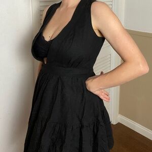 Christian Lacroix Linen Wrap Dress NWT in black